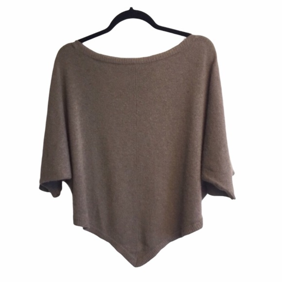 360 Cashmere Sweaters - 360 CASHMERE Brown Boat Neck Pullover Poncho Sweater Light Brown S